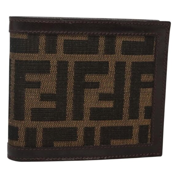 FENDI Zucca Canvas Bifold Wallet Black Brown Auth - Picture 1 of 16